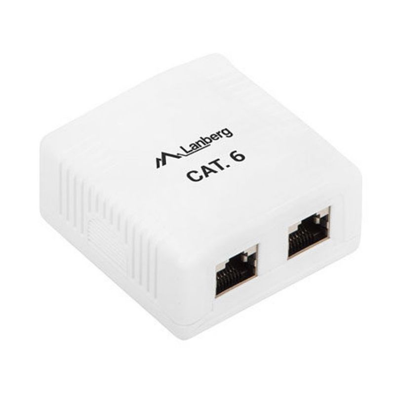 Lanberg Roseta CAT 6 FTP Superficie 2xRJ45 Blanco imagen 2