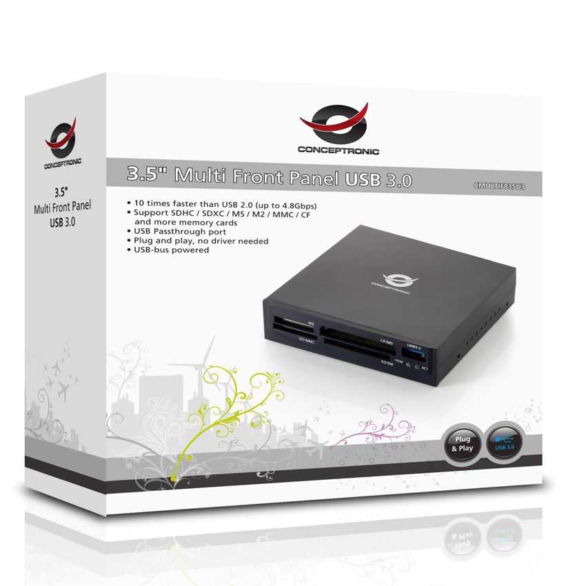 Lector de Tarjetas Conceptronic Interno USB 3.0 CMULTIFP35U3 imagen 3