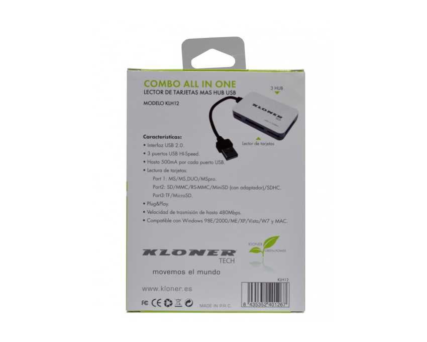 Lector de Tarjetas Externo SLIM KLONER KLH12 imagen 4