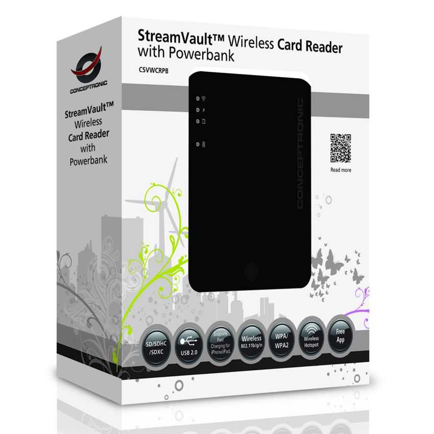 Lector de Tarjetas SD Conceptronic Wifi + PowerBank 5000Mha StremVault CSVWCRPB imagen 3