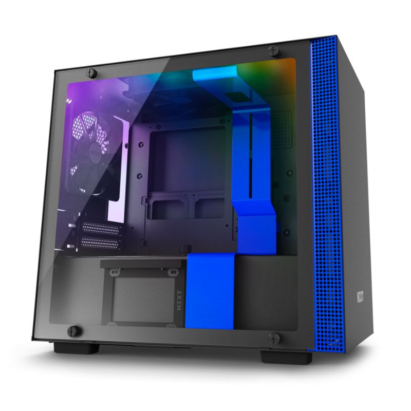 NZXT Mini ITX H200i Cristal Templado Negro Mate-Azul