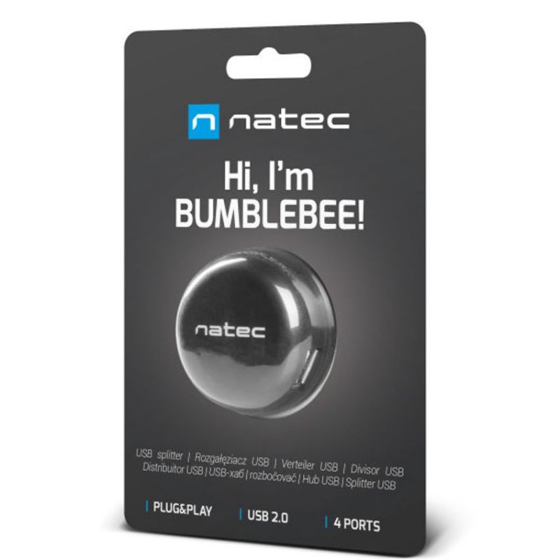 Natec Bumblebee HUB 4 Puertos USB 2.0 Negro imagen 5