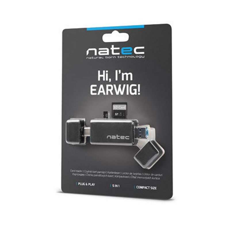 Natec EARWIG Lector SD y Micro SD a USB 2.0 y USB-C imagen 5