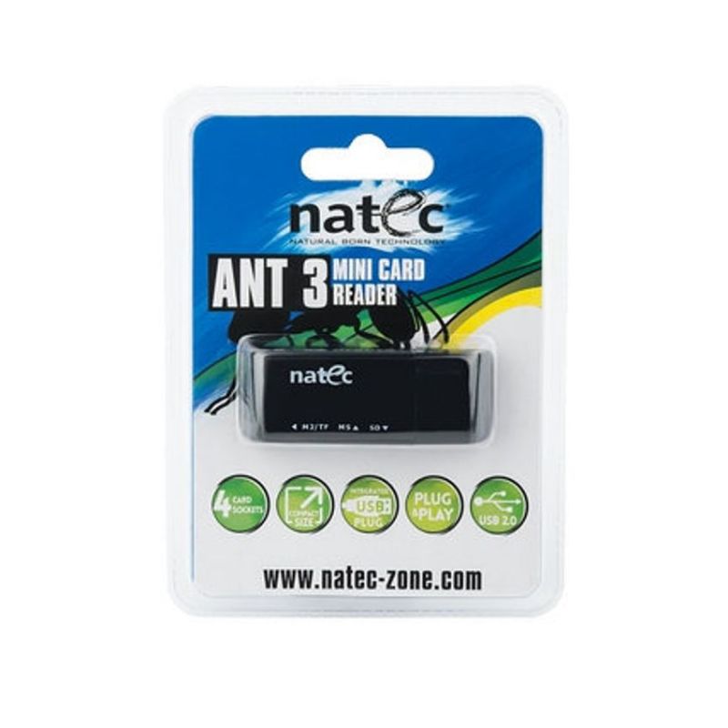 Natec MINI ANT 3 Lector SD MMC M2 MicroSD a USB 2.0 Negro imagen 3
