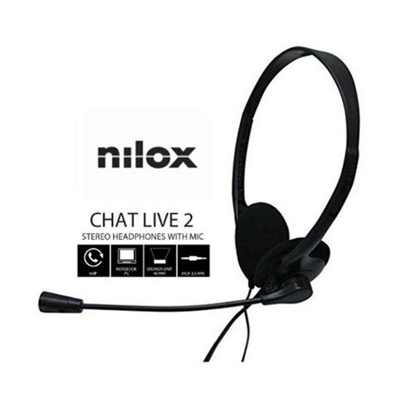 Nilox Chat Live 2 Auriculares con Micrófono Negro