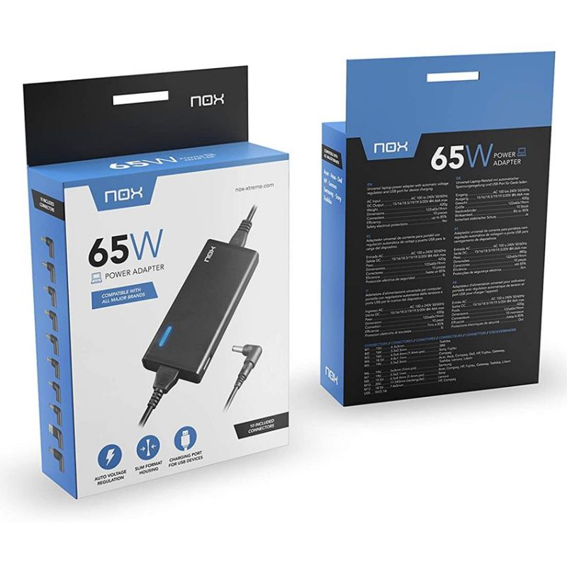Nox NXPWR65NB Cargador Universal Portátil 10 Conectores 65W imagen 5