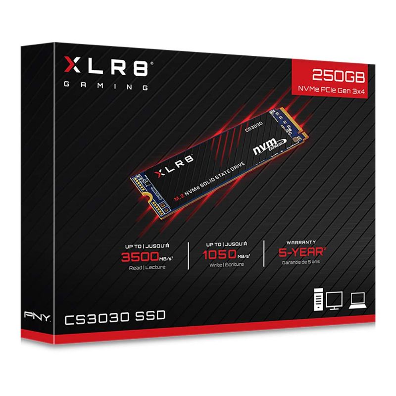 PNY XLR8 CS3030 M.2 PCI-E Gen3 250 GB NVMe 3D imagen 4