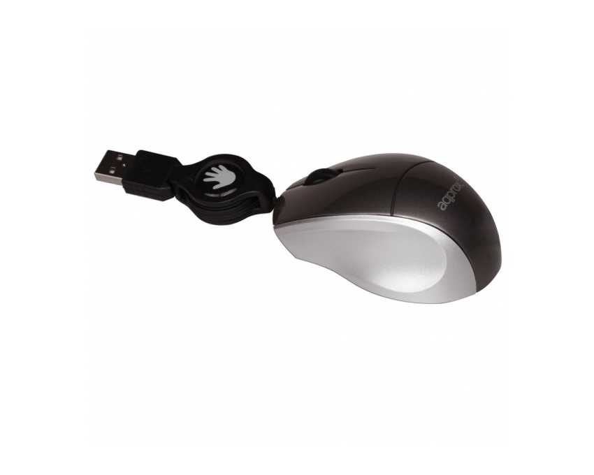 Raton APPROX USB con cable Retractil Plateado APPOMRG