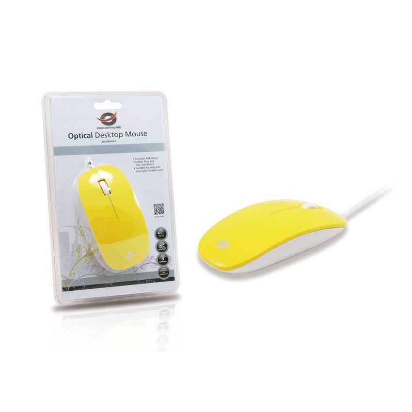 Raton Conceptronic USB Desktop Amarillo CLLM3BDESKY imagen 2