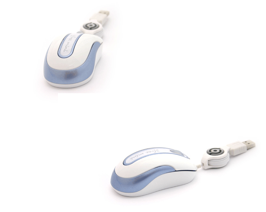 Raton Mini Optico USB 3FREE retractil Blanco-Azul 3F-MSM201WB imagen 3