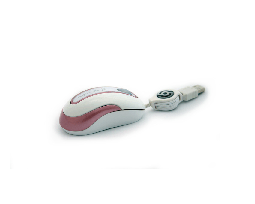 Raton Mini Optico USB 3FREE retractil Blanco-Rosa 3F-MSM201/WP imagen 2