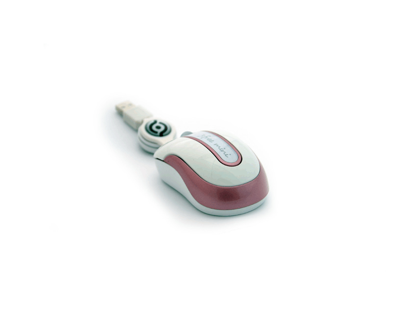 Raton Mini Optico USB 3FREE retractil Blanco-Rosa 3F-MSM201/WP imagen 4