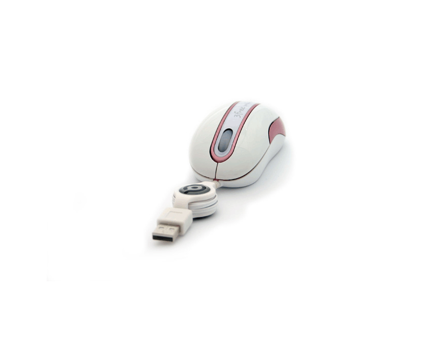 Raton Mini Optico USB 3FREE retractil Blanco-Rosa 3F-MSM201/WP imagen 5