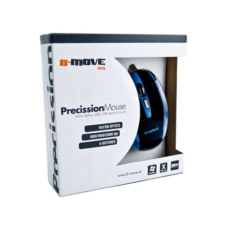 Ratón Óptico B-MOVE Precission Azul 1000/1600/2000 dpi imagen 4