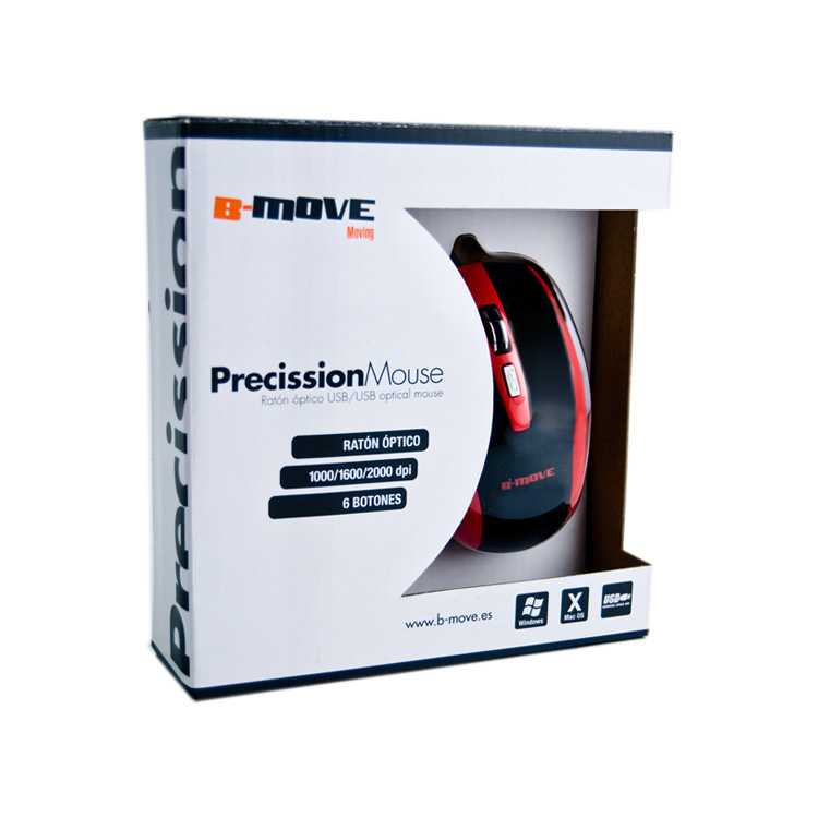 Ratón Óptico B-MOVE Precission Rojo 1000/1600/2000 dpi imagen 4