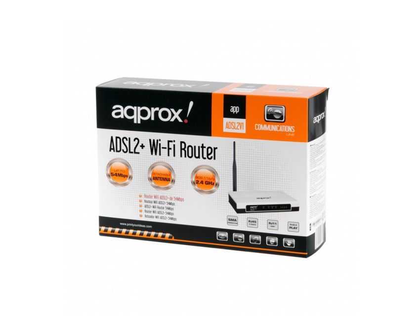 Router Modem APPROX ADSL2+ WIFI-AP 54Mbps 4 Puertos 10-100 imagen 3