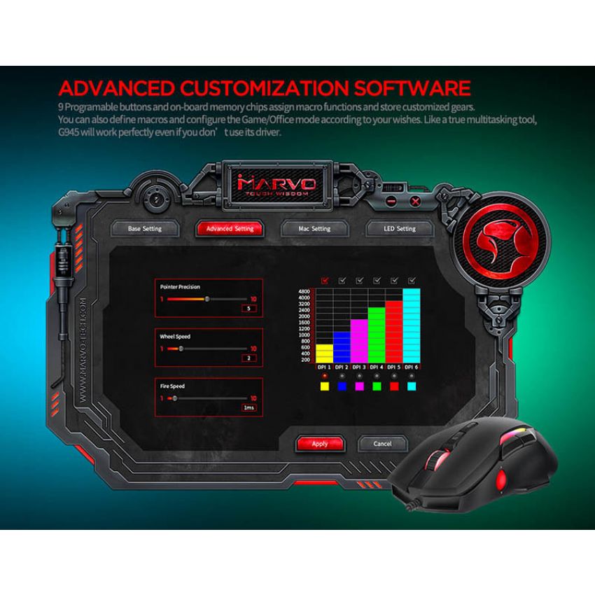 Scorpion C945 Ratón Gaming 10000DPI RGB imagen 11