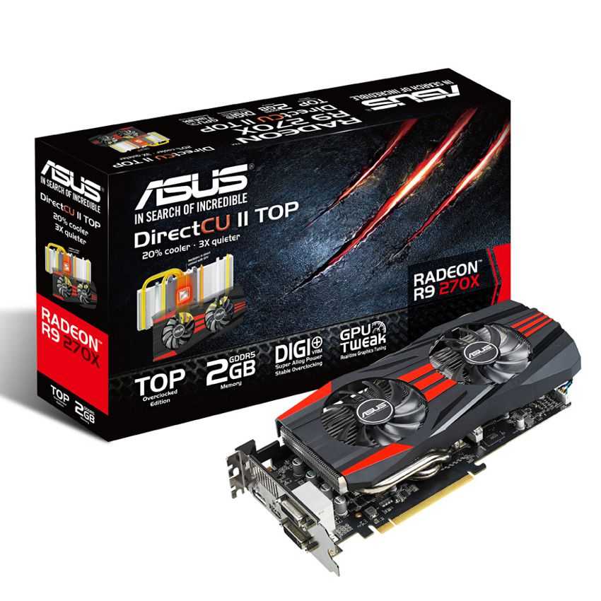 Tarjeta Grafica PCIE Asus Radeon R9 270X 2GB DDR5 90YV04U2-M0NA00