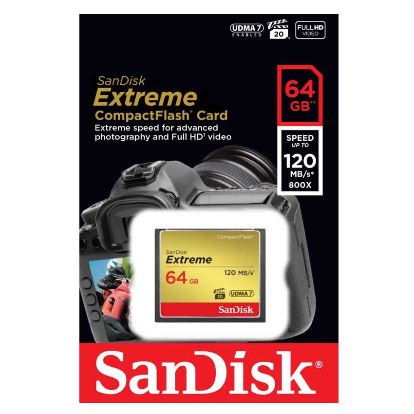 Tarjeta de Memoria Compact Flash Sandisk Extreme 64GB SDCFXSB-064G-G46 imagen 3