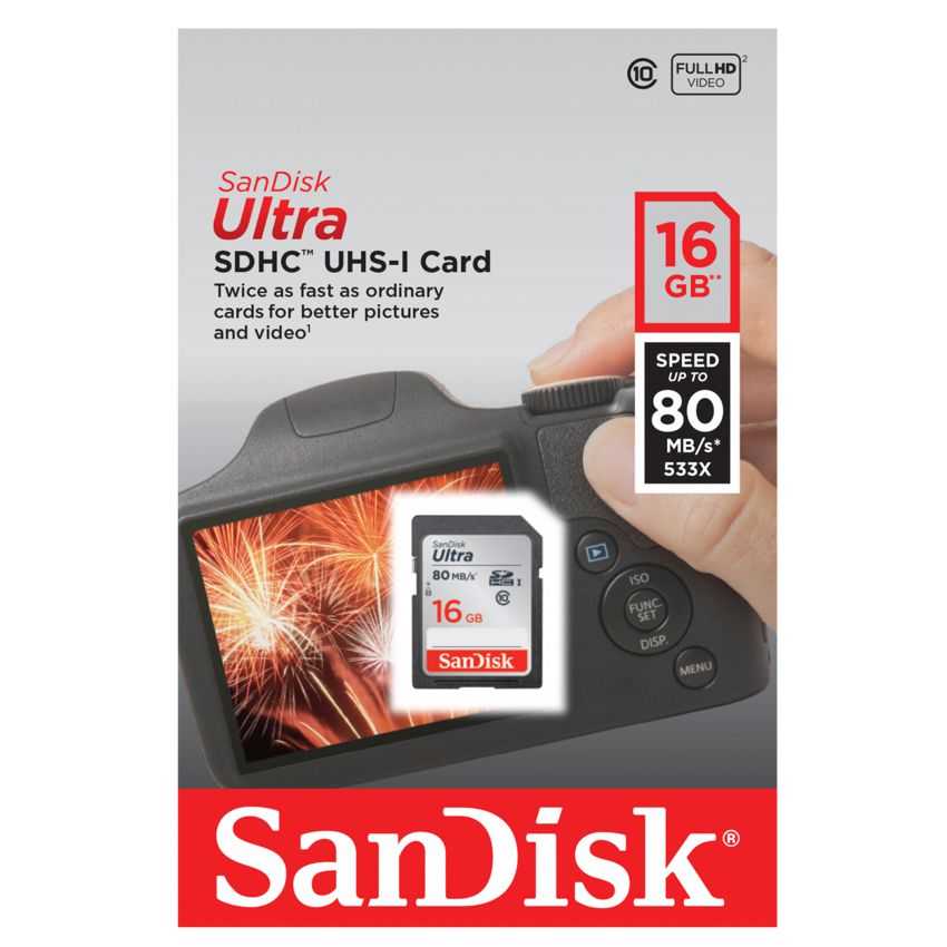 Tarjeta de Memoria SD Sandisk 16GB Ultra Clase 10 SDSDUNC-016G-GN6IN imagen 3