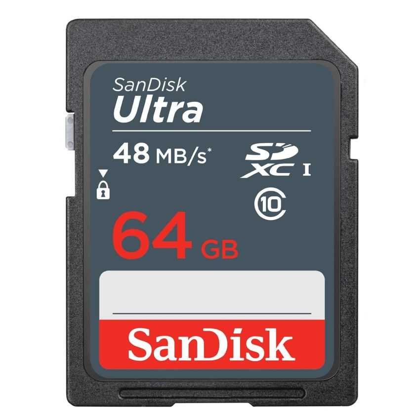 Tarjeta de Memoria SD Sandisk 64GB Clase 10 SDSDUNB-064G-GN3IN