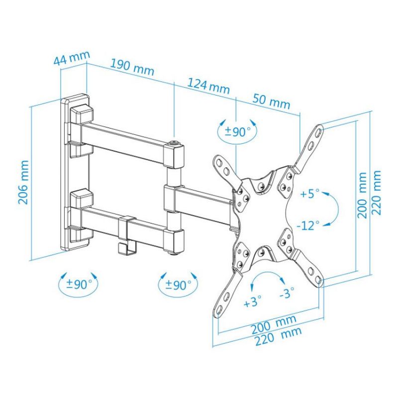Tooq LP2142TNL-B Vesa 200x200 13"-42" Max 20 Kg imagen 4