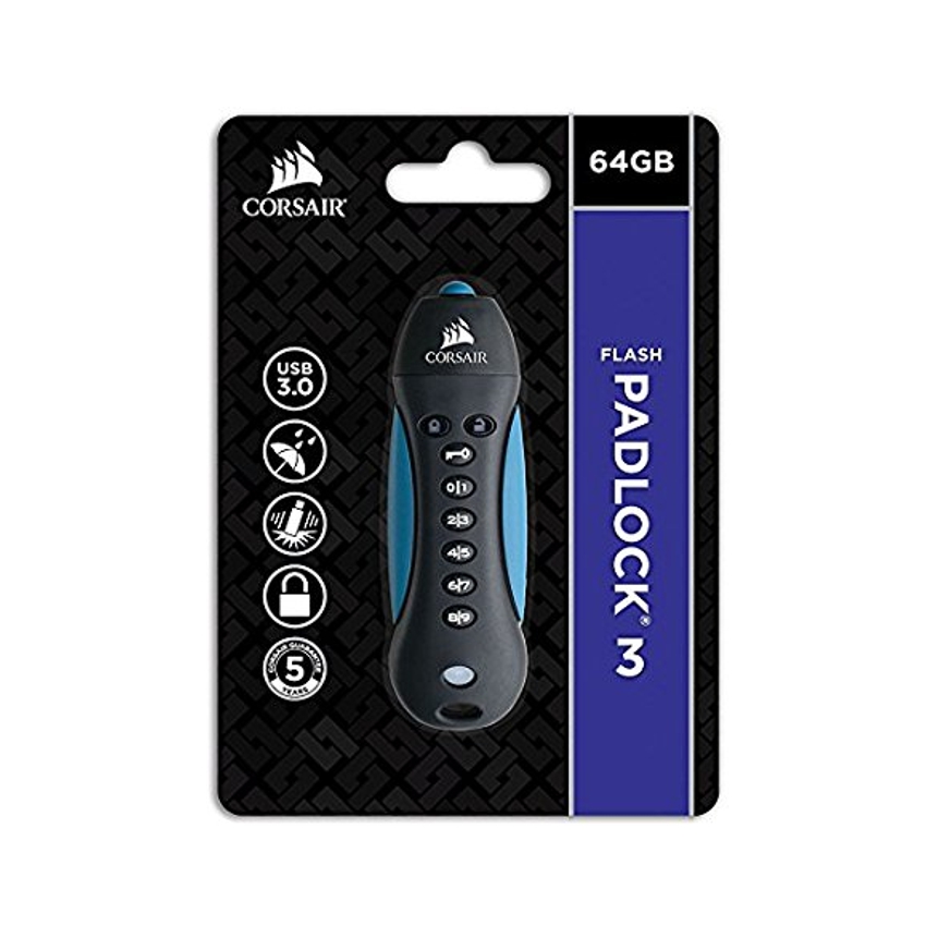 USB CORSAIR FLASH PADLOCK 3 64GB SECURE USB 3.0 FLASH DRIVE WITH KEYPAD imagen 5