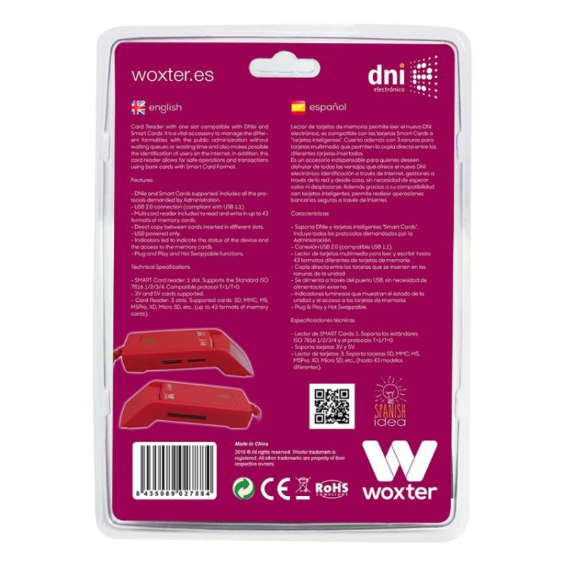 Woxter Combo Lector de Tarjetas y Dni Rojo imagen 5