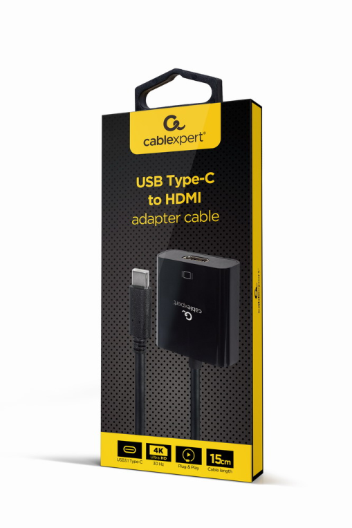 Adaptador Gembird A-CM-HDMIF-03 Cable Usb Tipo-C A Hdmi 4K 30Hz 15 Cm Negro