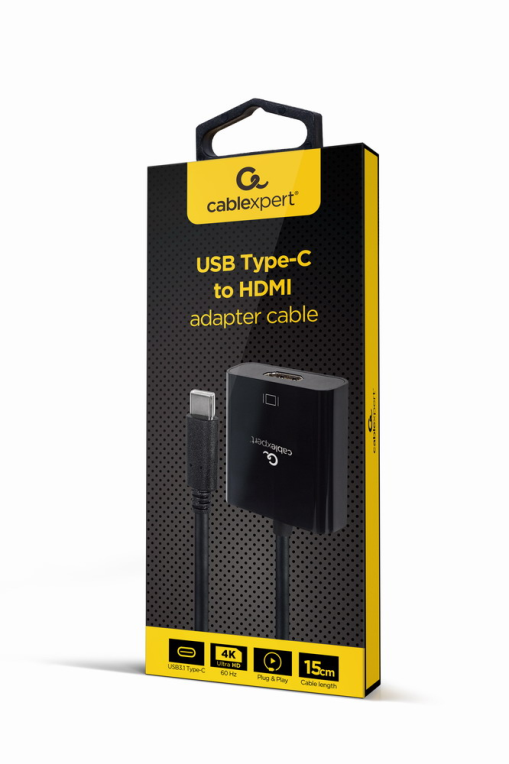 Adaptador Gembird A-CM-HDMIF-04 Cable Usb Tipo-C A Hdmi 4K 60Hz 15 Cm Negro