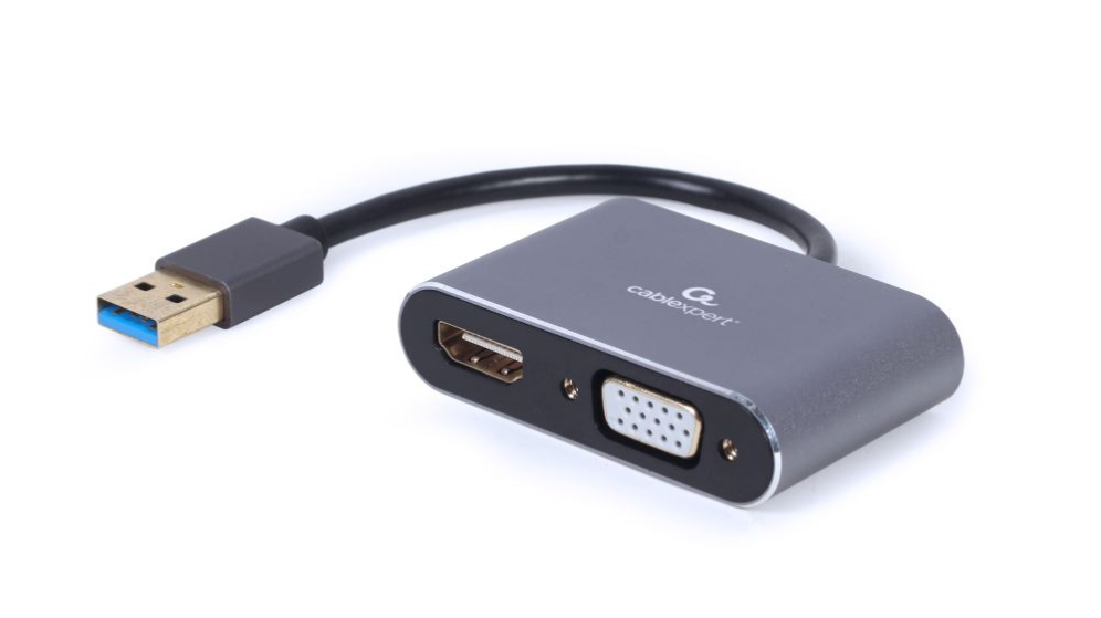 Adaptador Gembird A-USB3-HDMIVGA-01 Adaptador De Pantalla Usb A Hdmi, Vga, Gris Espacial