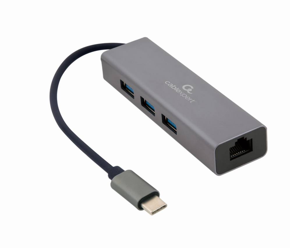 Adaptador Gembird USB-C Gigabit con Concentrador USB 3.1 de 3 Puertos [Fabricante: Gembird] [Código: A-CMU3-LAN-01]