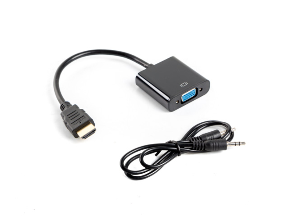 Adaptador Lanberg HDMI Macho a VGA Hembra con Audio 3.5mm 20cm
