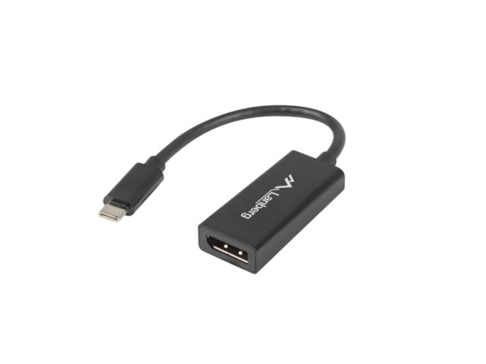 Adaptador Lanberg USB-C M 3.1 a DisplayPort H 15cm Negro