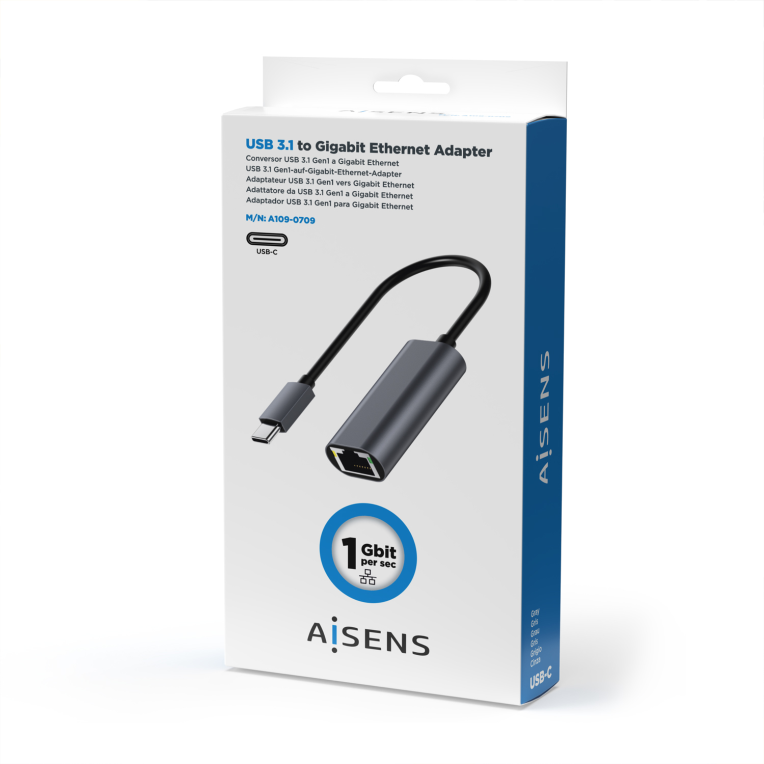 Adaptador Wifi Aisens USB-C a Ethernet Gigabit Gris 15cm miniatura 5