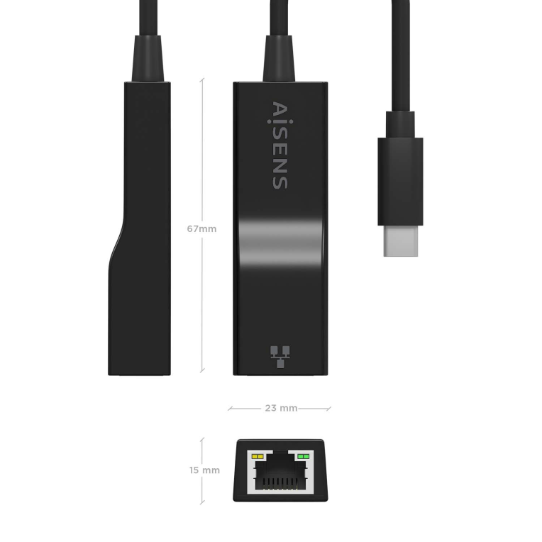 Adaptador Wifi Aisens USB-C a Ethernet Gigabit Negro 11cm miniatura 5