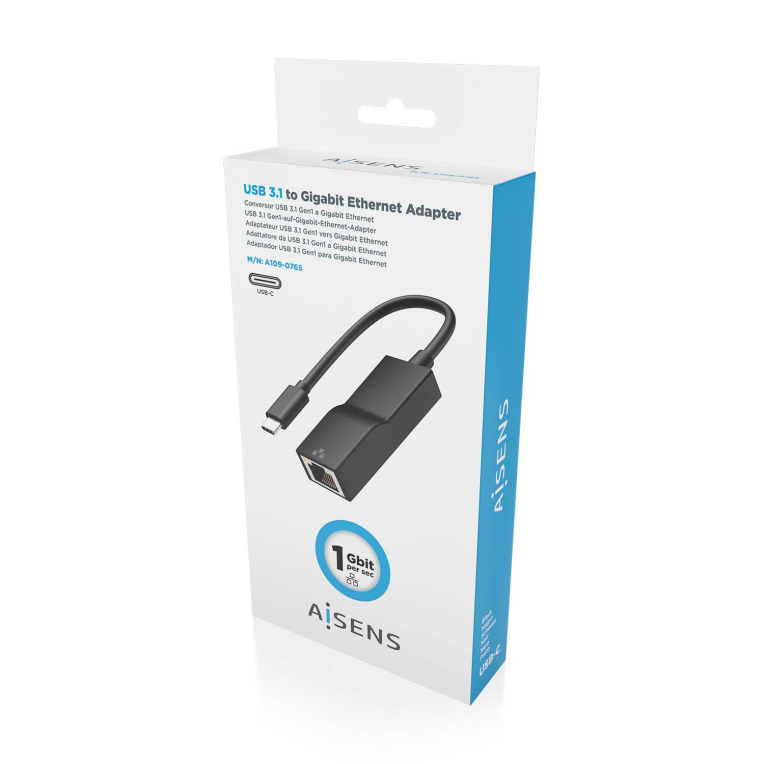 Adaptador Wifi Aisens USB-C a Ethernet Gigabit Negro 11cm miniatura 7