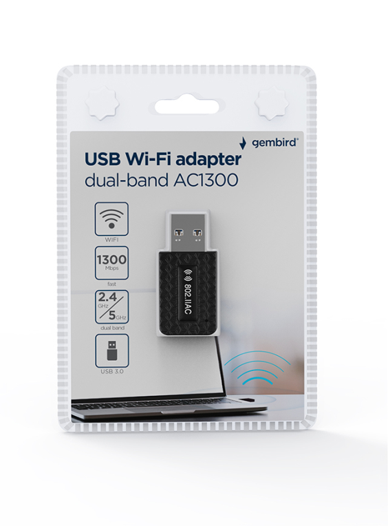 Adaptador Wifi Gembird AC1300 Dual Band Compacto — imagen 1