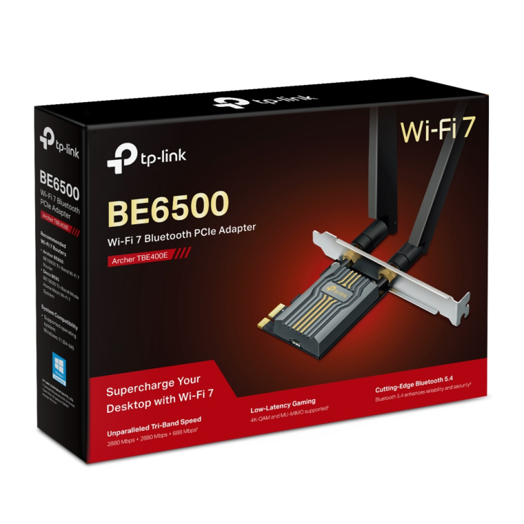 Adaptador Wifi Tp-Link Archer TBE400E BE6500 Tri-Band WiFi 7 Bluetooth PCI miniatura 5