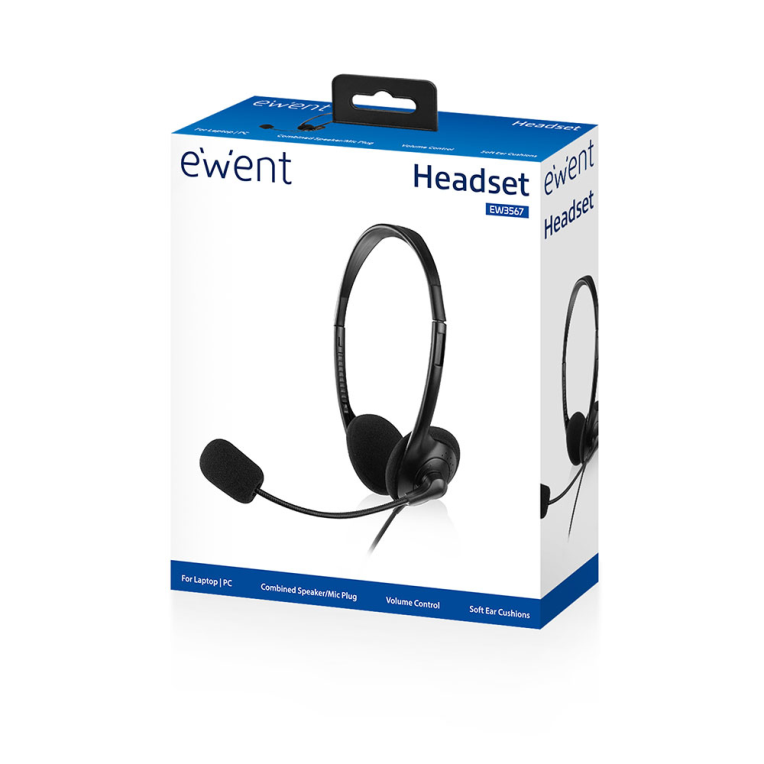 Auriculares Ewent Chat EW3567 Negro Microfono Alambrico Jack 3.5mm miniatura 3