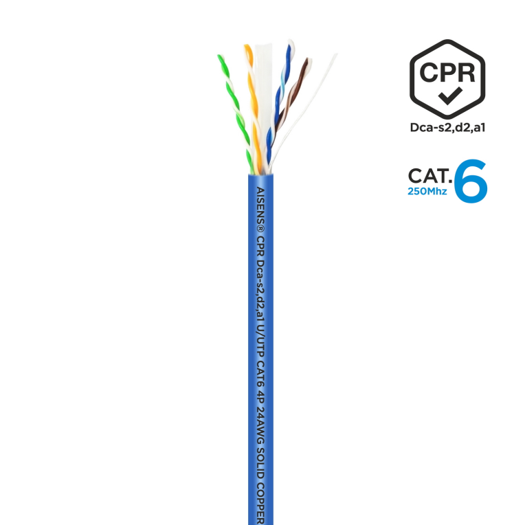 Bobina Cable Red Aisens RJ45 LSZH CPR Dca Cat.6 UTP 100m Azul miniatura 3