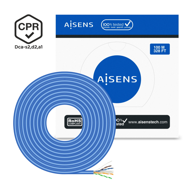 Bobina Cable Red Aisens RJ45 LSZH CPR Dca Cat.6 UTP 100m Azul miniatura 4
