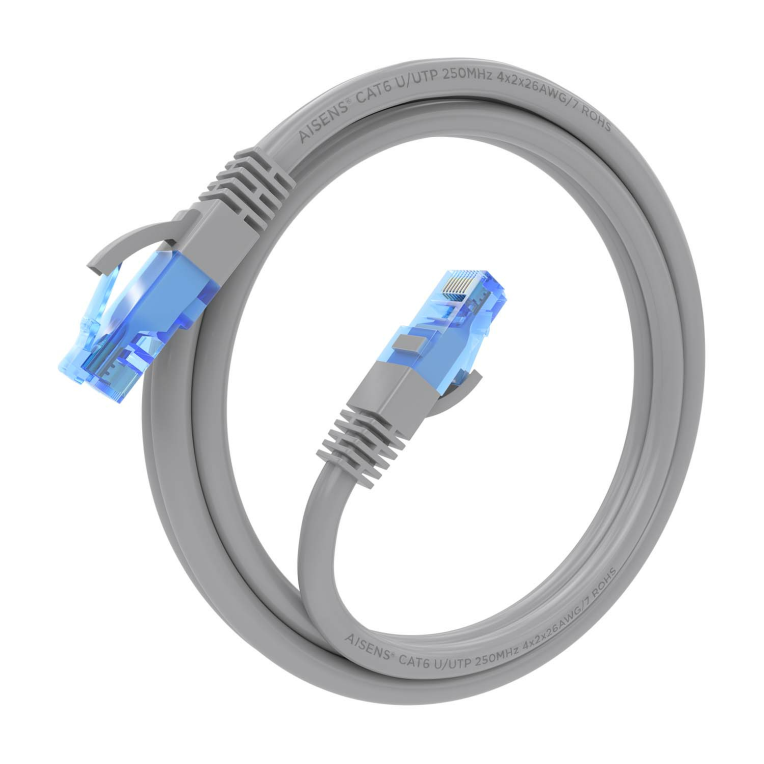CABLE RED AISENS LATIGUILLO RJ45 CAT.6 UTP AWG26 CCA GRIS 1.0M miniatura 3