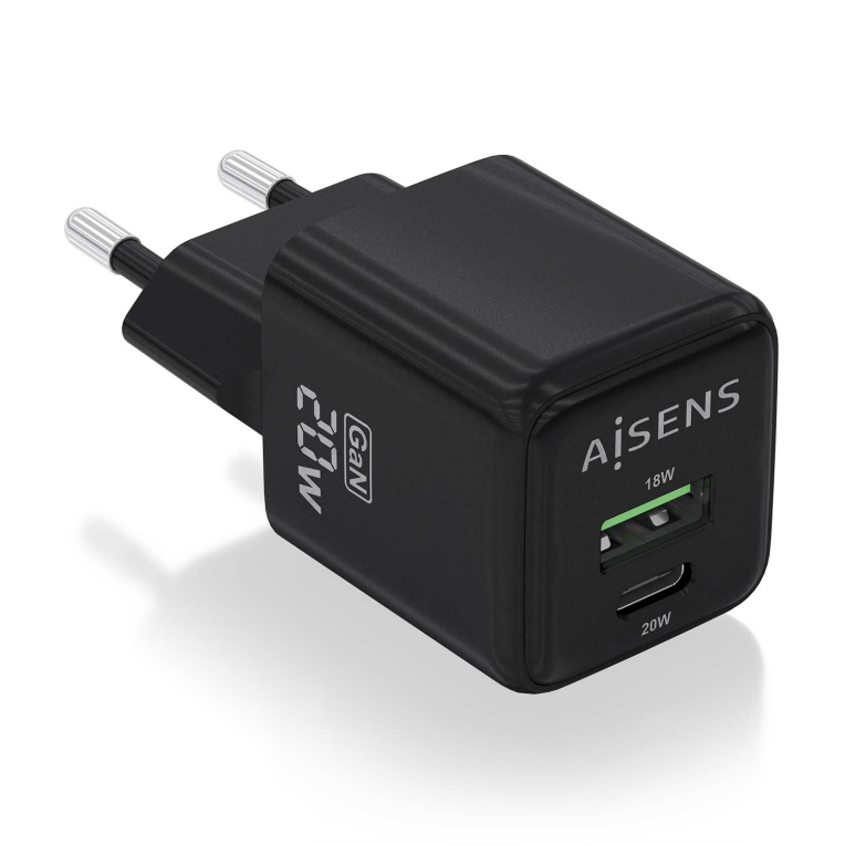 Cargador GAN Aisens 20W 1xUSB-C PD3.0 QC4.0 1xUSB-A QC3.0 Negro miniatura 2
