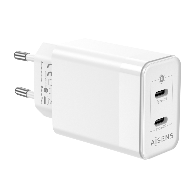 Cargador Gan Aisens ASCH-45W2P005-W 45W 2xUSB-C PD3.0 QC4.0 Blanco miniatura 4