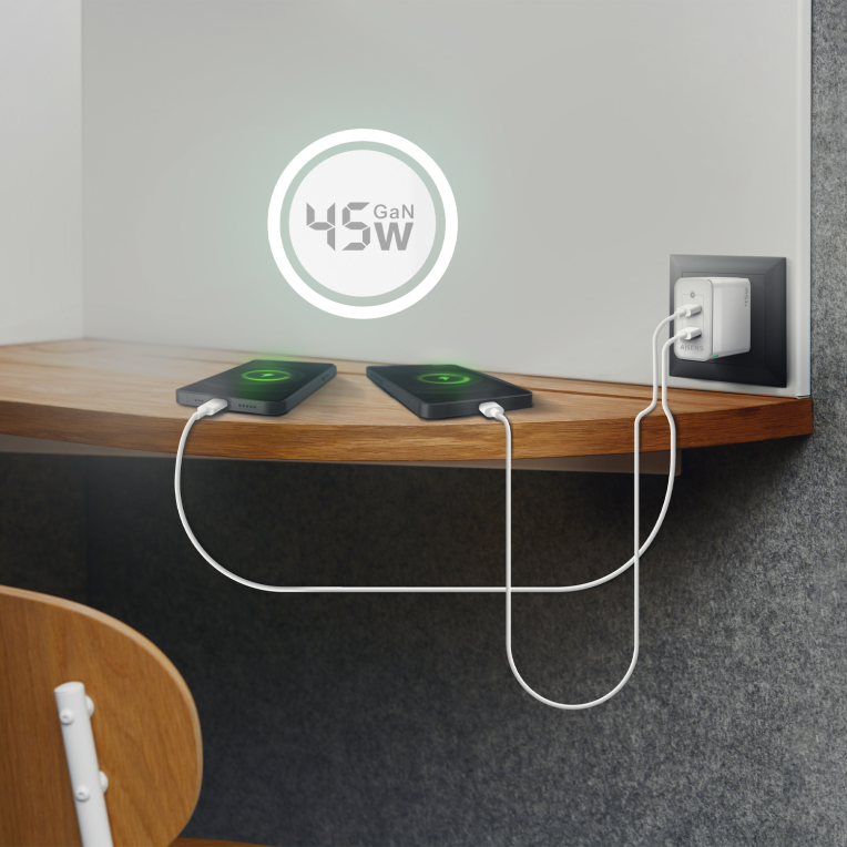 Cargador Gan Aisens ASCH-45W2P005-W 45W 2xUSB-C PD3.0 QC4.0 Blanco miniatura 6