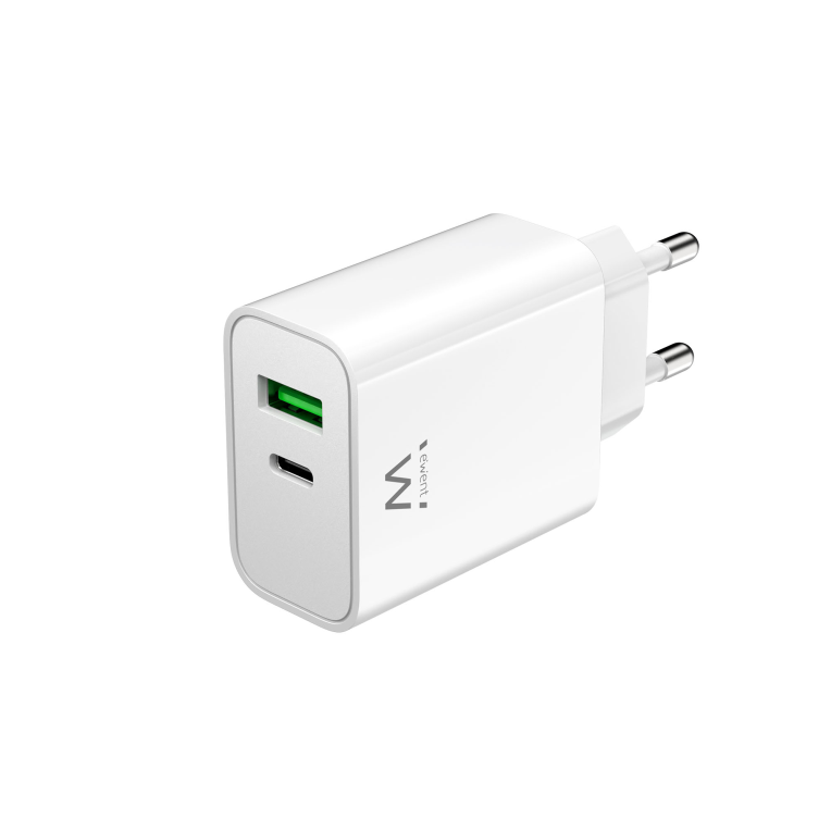 Cargador Móvil Ewent EW1325 Carga Rápida Puertos USB-C y USB-A 30W Blanco miniatura 2