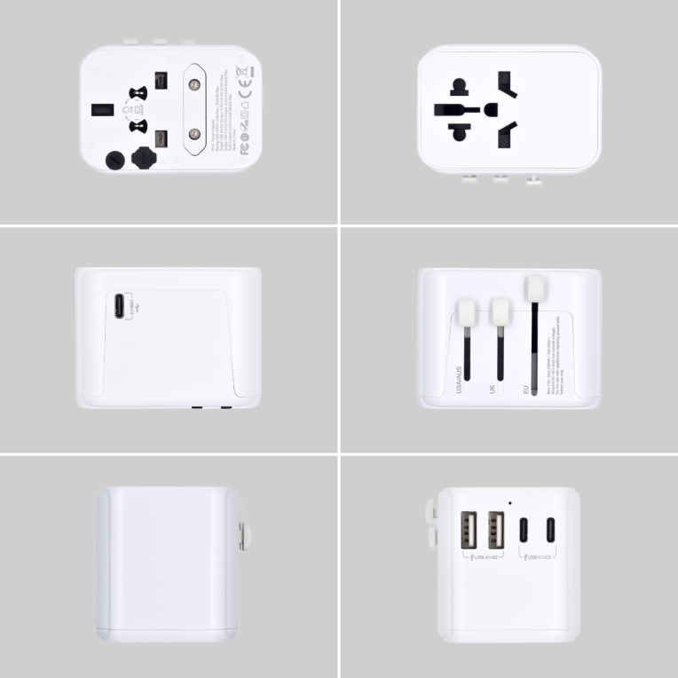Cargador Móvil Ewent EW1470 Adaptador de Viaje EU/USA/UK/AUS 2-P USB y 3 Type-C miniatura 3