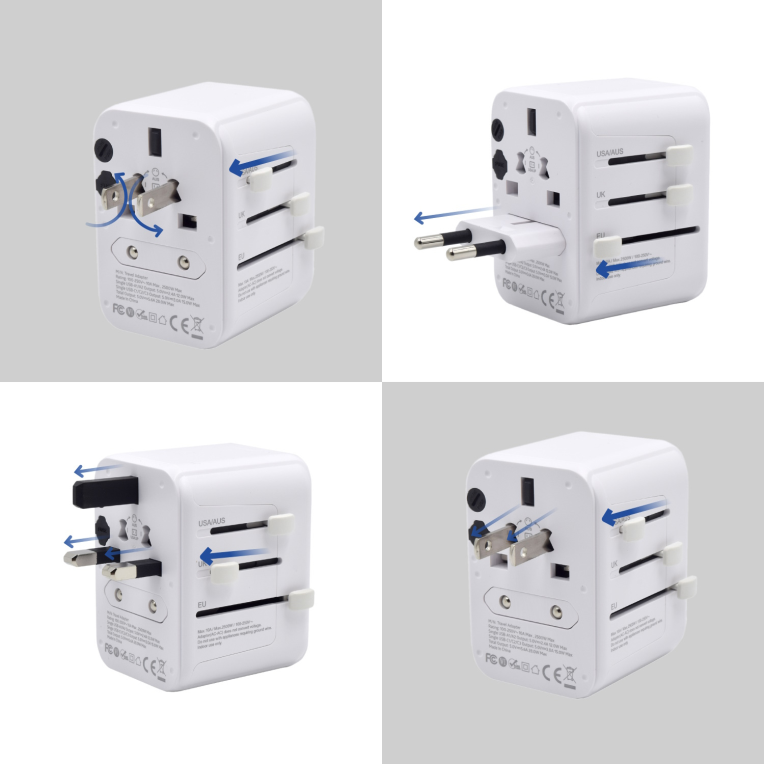 Cargador Móvil Ewent EW1470 Adaptador de Viaje EU/USA/UK/AUS 2-P USB y 3 Type-C miniatura 4