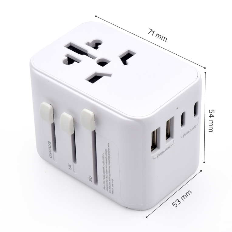 Cargador Móvil Ewent EW1470 Adaptador de Viaje EU/USA/UK/AUS 2-P USB y 3 Type-C miniatura 5